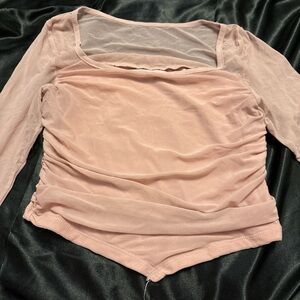 SHEIN Blush Pink Sheer Bodysuit